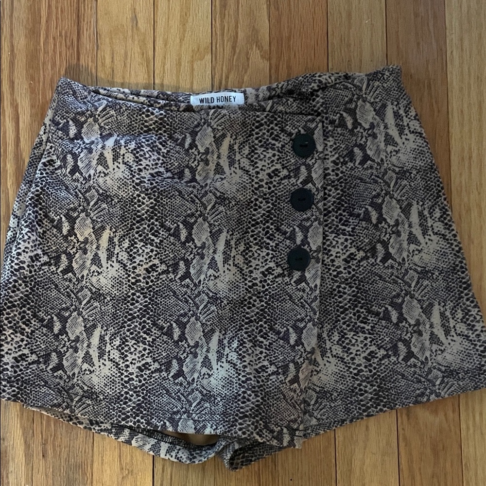 Wild Honey High Waist Snake Print Shorts - Brown
